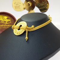 สร้อยข้อมือ สี่เสาคู่คั่นห่วงฉลุดอกไม้ห้อยบัว