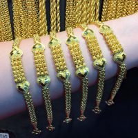 สร้อยข้อมือ น้ำหนัก 1บาท ลายพิกุลคั่นหัวใจ  น้ำหนัก 15.16 กรัม